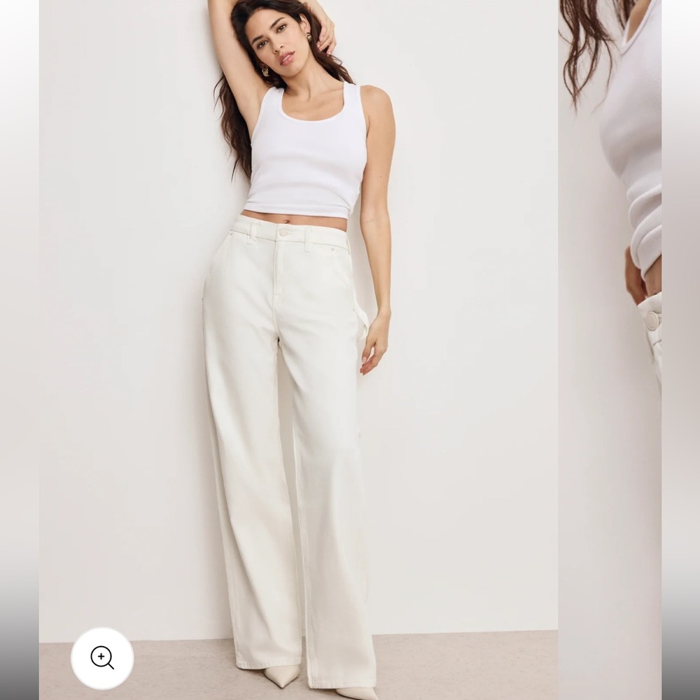 Good American '90s Relaxed Cream Pants